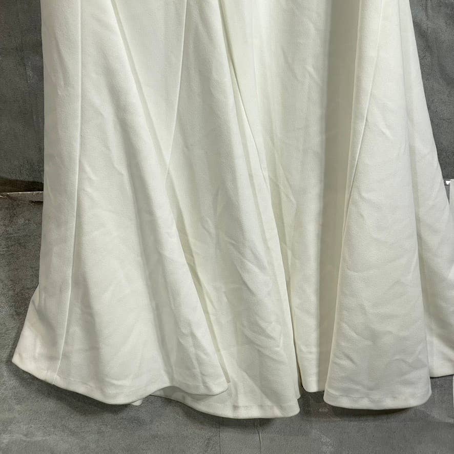 DKNY Women's Ivory V-Neck Beaded Spaghetti Straps Mermaid Maxi Gown SZ 8