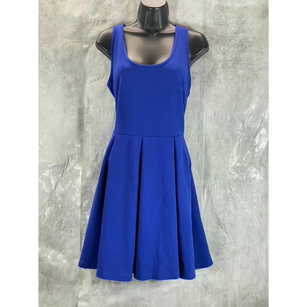 WHITE MARK Women's Royal Blue Scoop-Neck Sleeveless Fit & Flare Mini Dress SZ L