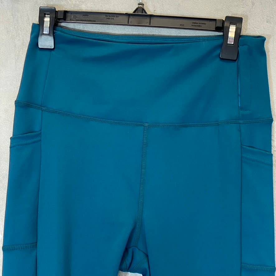 KAY UNGER Women's Teal Stretch High-Waist Media Pocket Pull-On Athletic Leggings SZ L