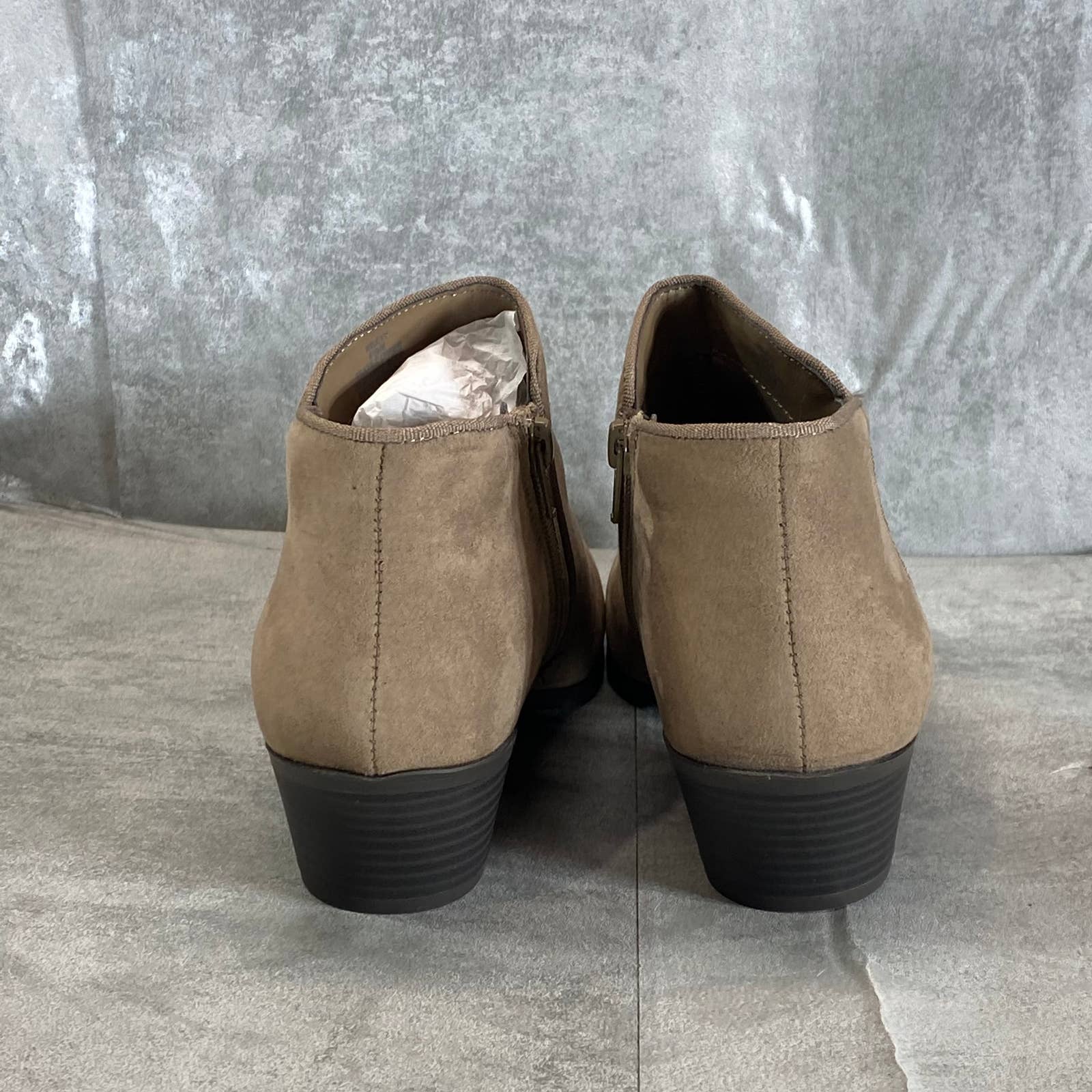 STYLE & CO Women's Taupe Micro Wileyy Almond-Toe Block Heel Ankle Booties SZ 9.5