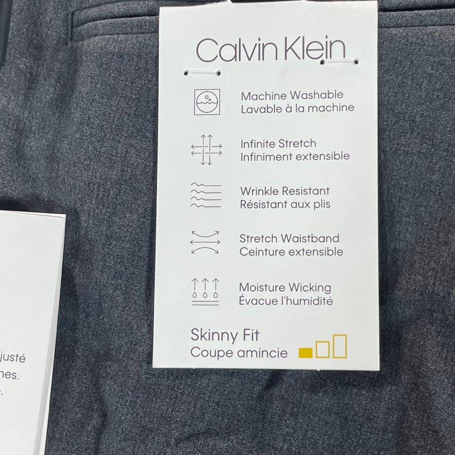 CALVIN KLEIN Men's Dark Grey Infinite Stretch Skinny-Fit Dress Pants SZ 34X30