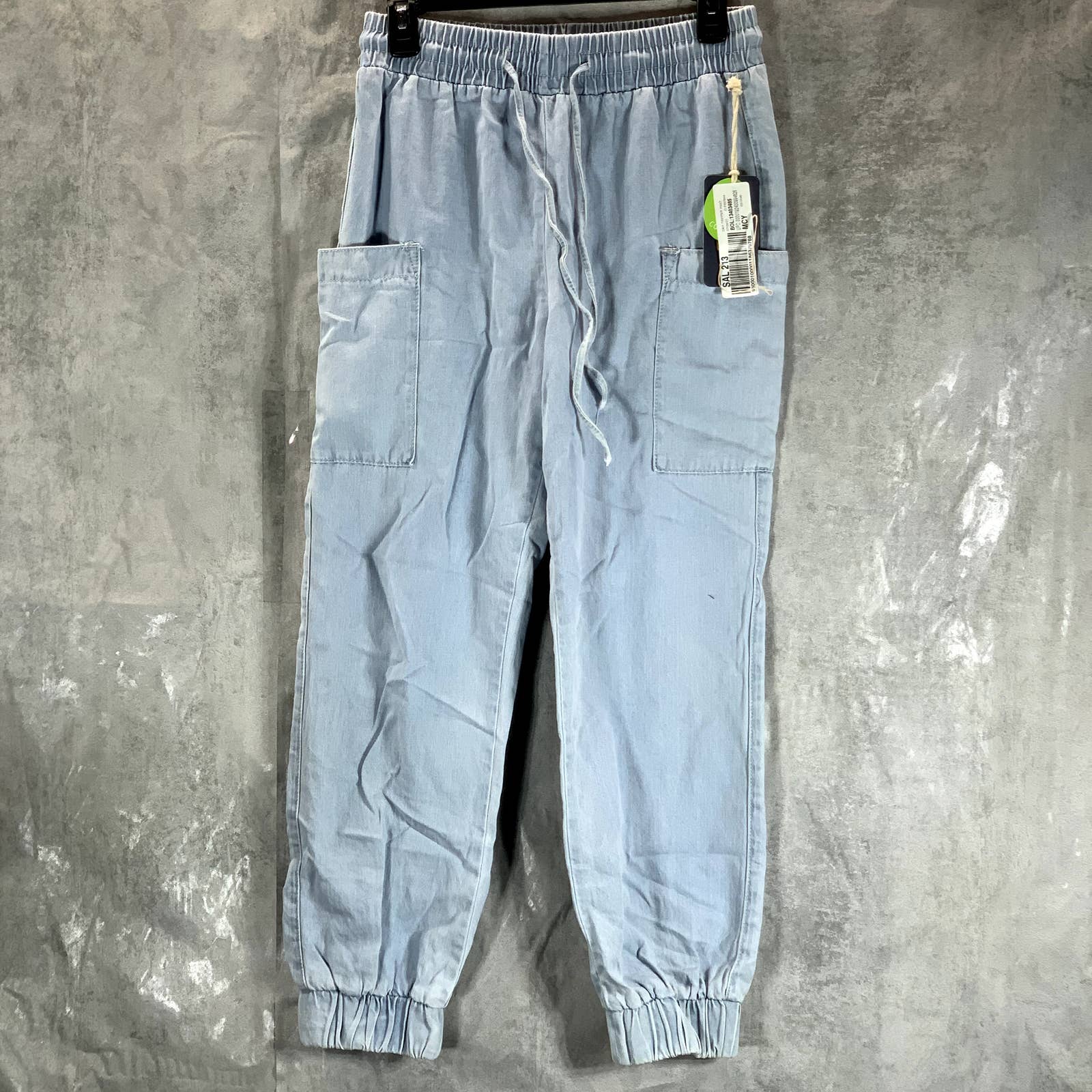 INDIGO REIN Juniors' Light Blue Denim High-Rise Pull-On Jogger Pants SZ M
