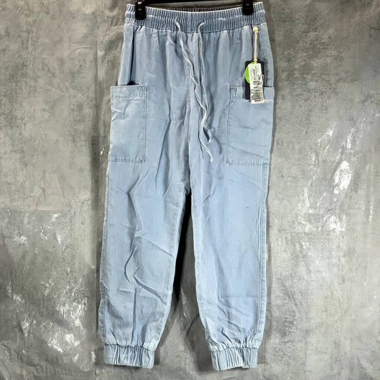 INDIGO REIN Juniors' Light Blue Denim High-Rise Pull-On Jogger Pants SZ M