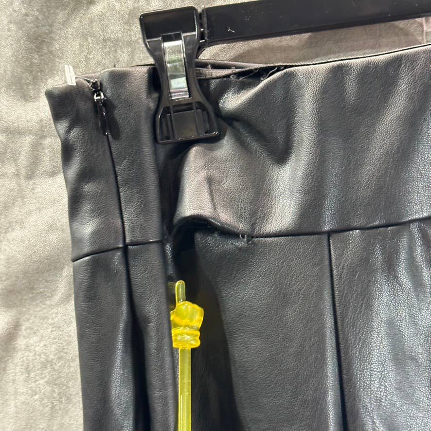 GUESS Women's Jet Black Faux-Leather Priscilla Side Zipper Pull-On Leggings SZXL