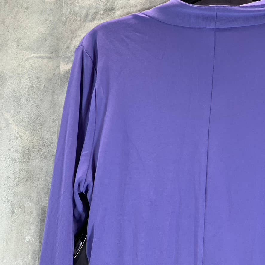 ALFANI Women's Corsican Blue Surplice Faux-Wrap Long-Sleeve Top SZ S