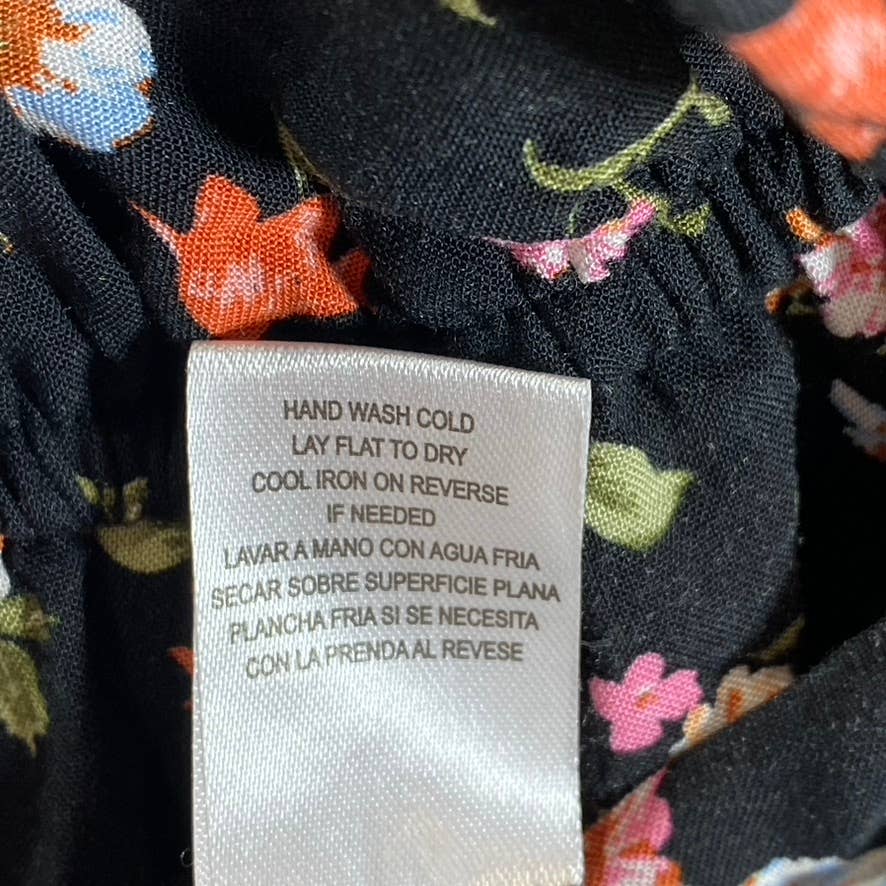 KINGSTON GREY Juniors' Black Floral Ruffle V-Neck Tie-Waist Pant Jumpsuit SZ S