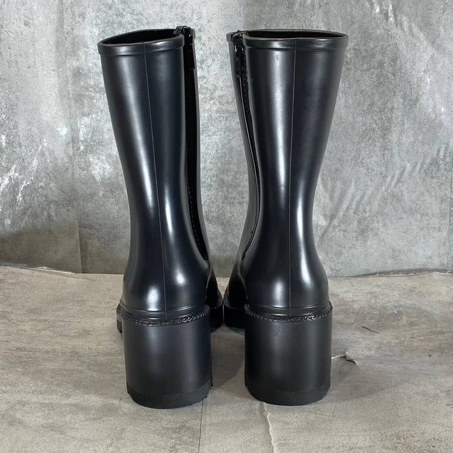 INC INTERNATIONAL CONCEPTS Women's Black Everett Square-Toe Rain Boots SZ 10