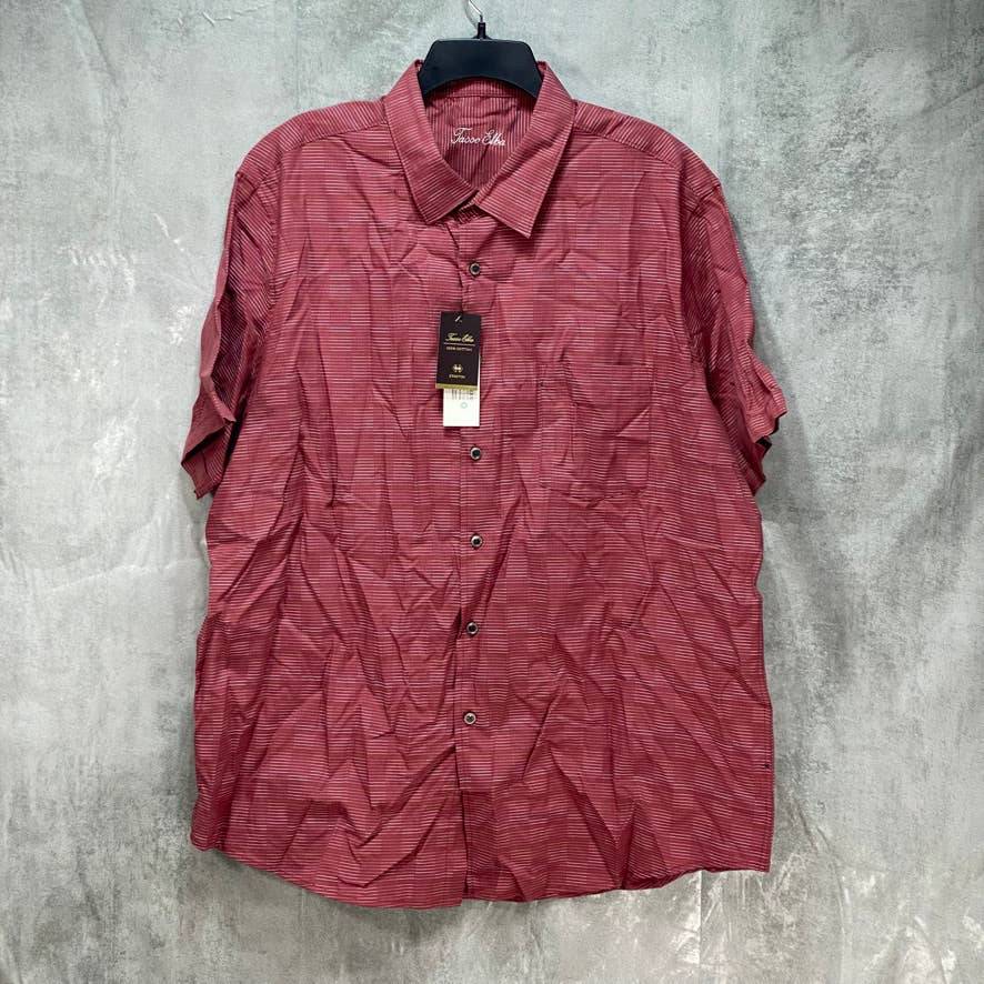 TASSO ELBA Coral Combo Textured Short Sleeve Shirt SZ 2XL