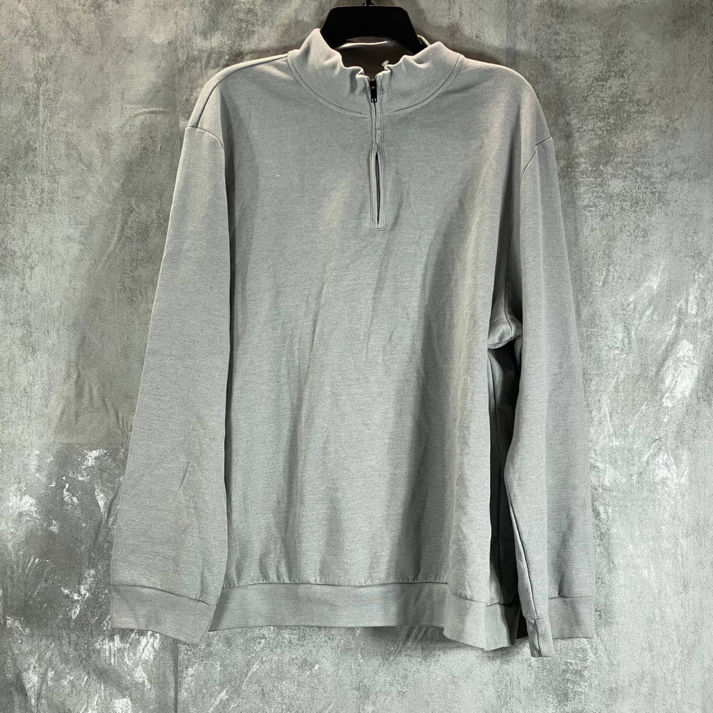 ALFANI Men's Casual Grey Heather Solid Quarter-Zip Pullover Sweater SZ XL