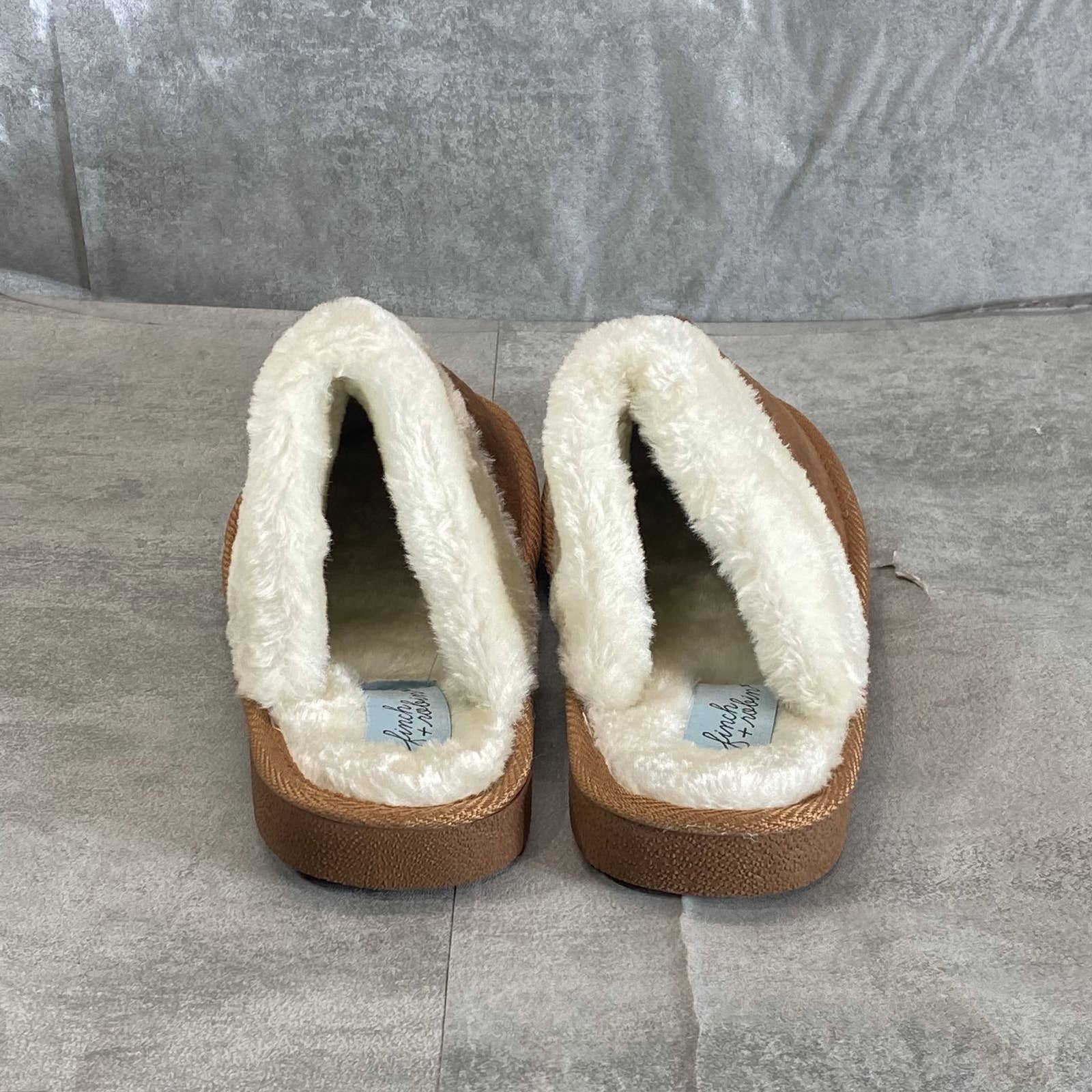 FINCH+ROBIN Girl's Chestnut Faux-Fur Round-Toe Slip-On Slippers SZ 4