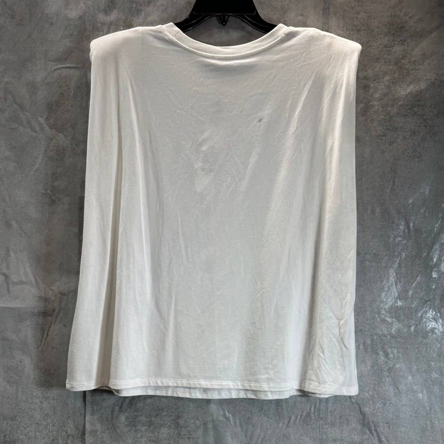 CALVIN KLEIN Women's White Crewneck Padded Muscle Tee SZ XL