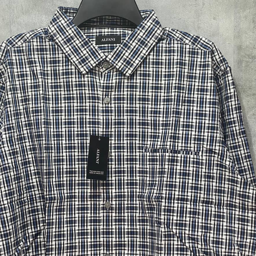 ALFANI Soft Shore Plaid Woven Long Sleeve Button Down Shirt SZ XL