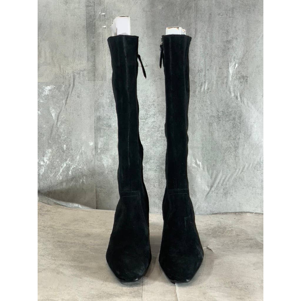 AQUA COLLEGE Women's Black Suede Tori Waterproof Square-Toe Tall Boots SZ 6