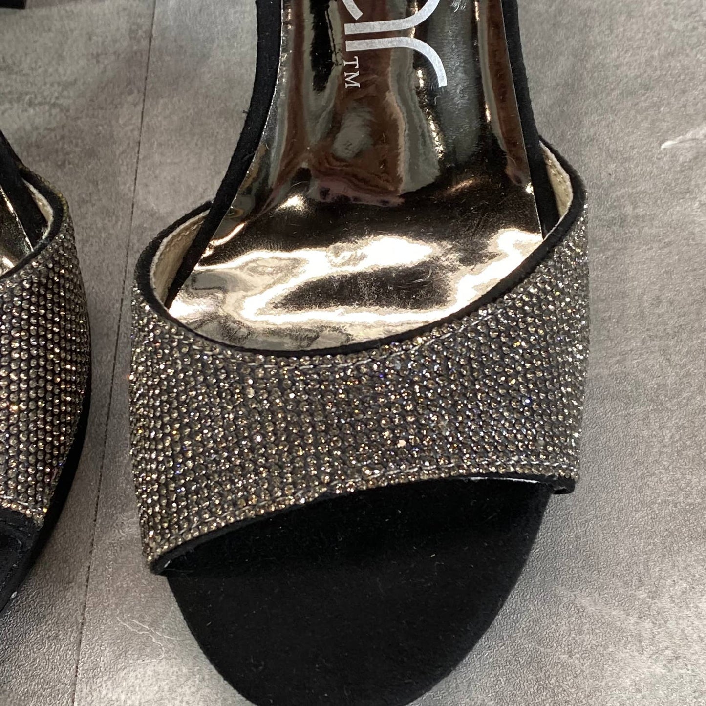 SUGAR Women's Black Rhinestone Embellished Prisila Open-Toe High-Heel Sandal SZ6
