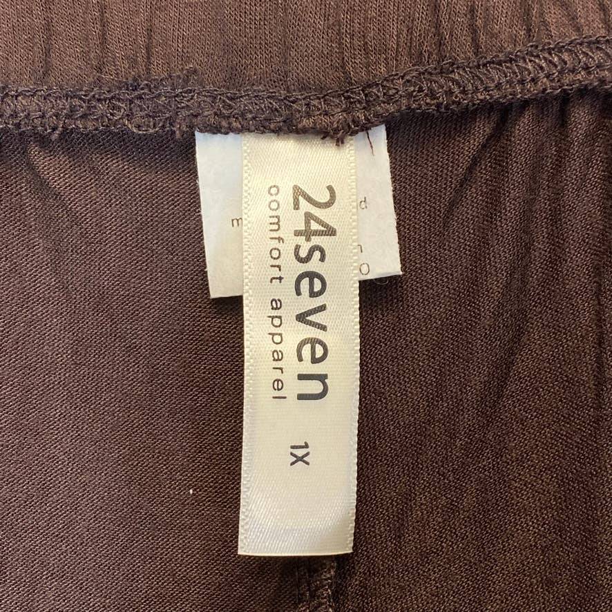 24/7 COMFORT APPAREL Women's Plus Size Brown Comfortable Loose-Fit Pull-On Palazzo Pants SZ 1X