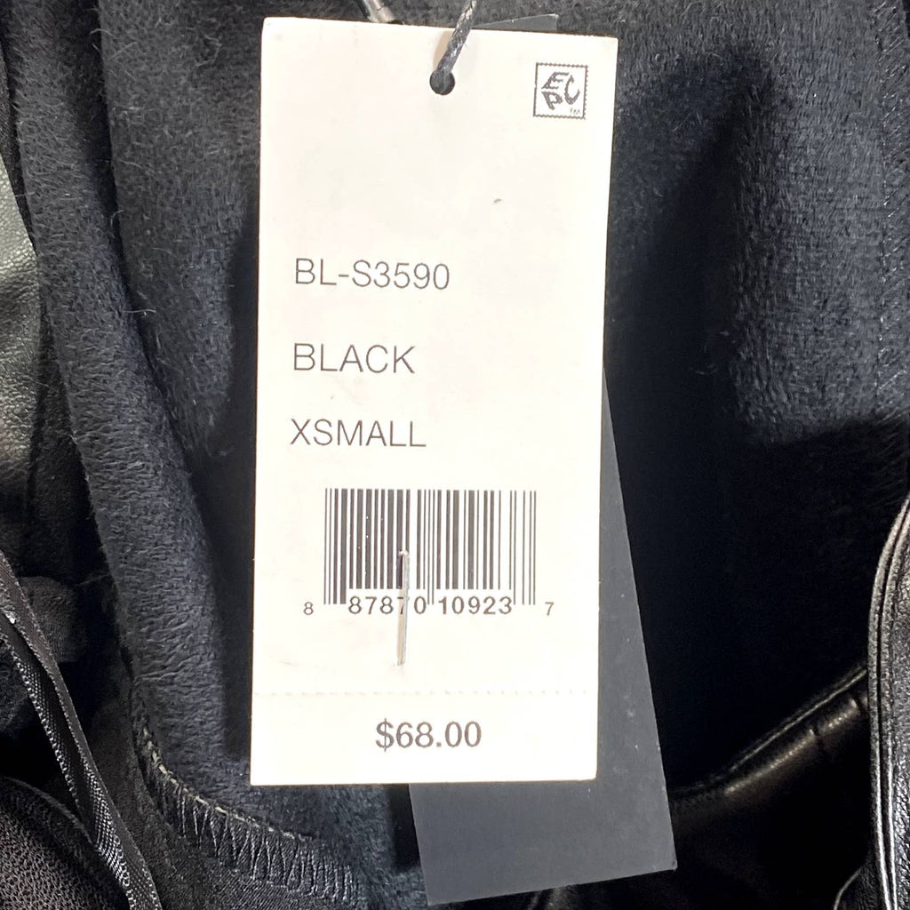 LUCY PARIS Women's Black Faux-Leather Belted Smocked-Waist Pull-On Shorts SZ XS