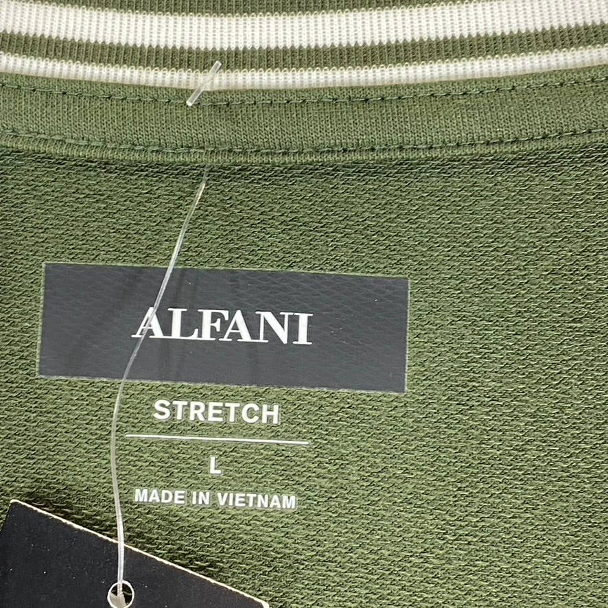 ALFANI Men's Costa Green Vari-Stripe Crewneck Long-Sleeve Pullover Shirt SZ L