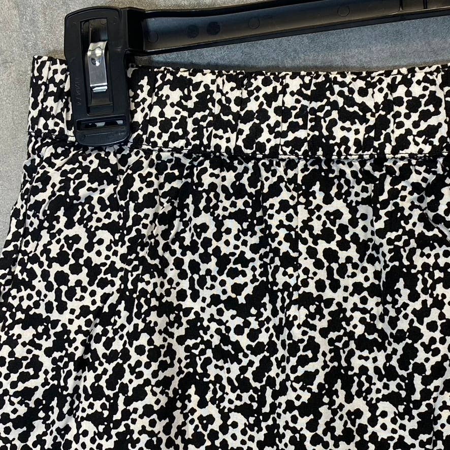 ABOUND Women's Ivory/Black Mini Cow Print Elastic Waist Pull-On Mini Skirt SZ L