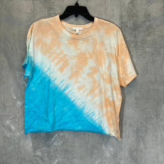 ABOUND Women's Blue-Orange Tie-Dye Raw Hem Crewneck T-Shirt SZ M