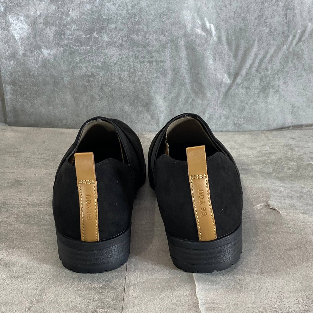 DR. SCHOLL'S Black Fabric Retrogade Round-Toe Lug-Sole Slip-On Shoes SZ 7.5