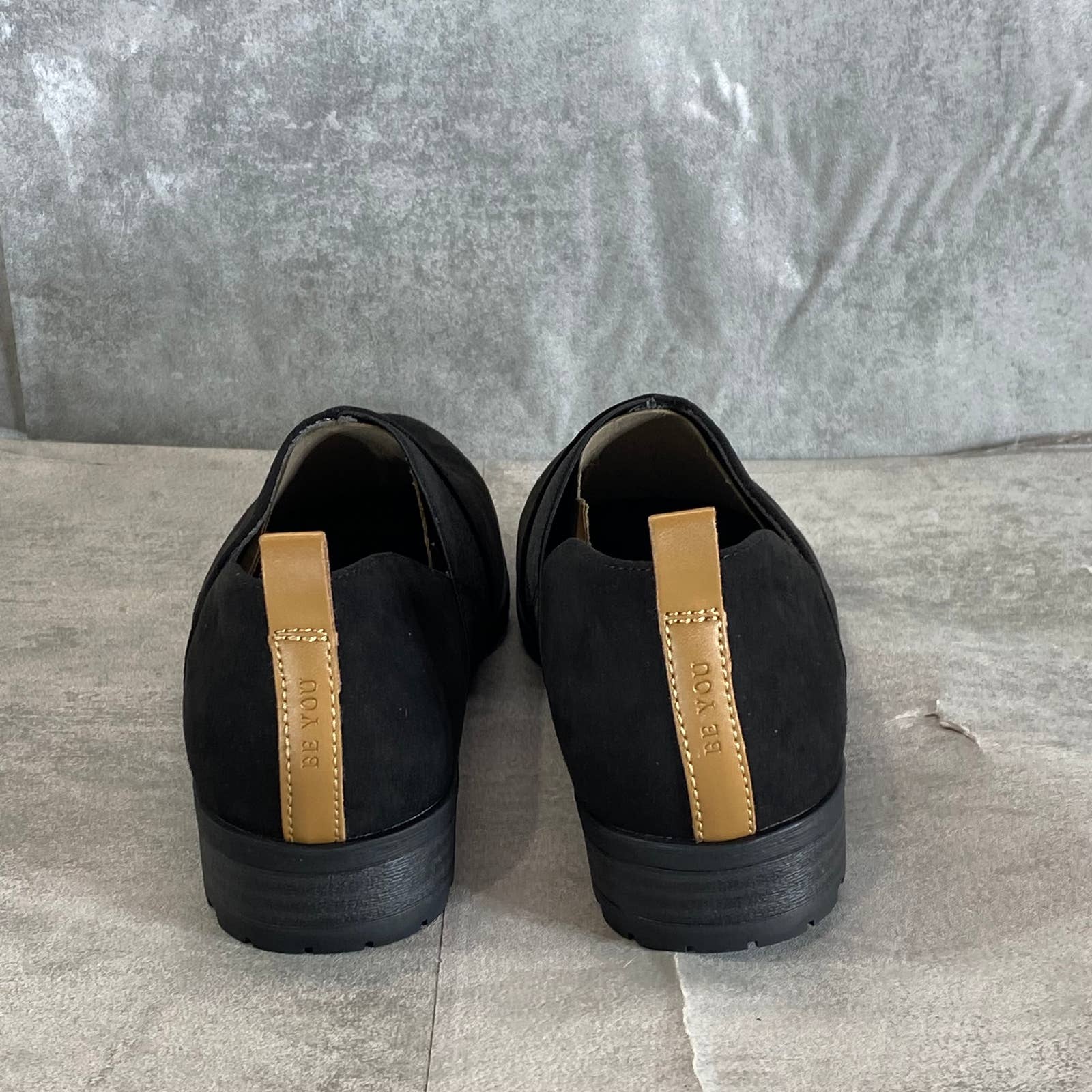 DR. SCHOLL'S Black Fabric Retrogade Round-Toe Lug-Sole Slip-On Shoes SZ 7.5