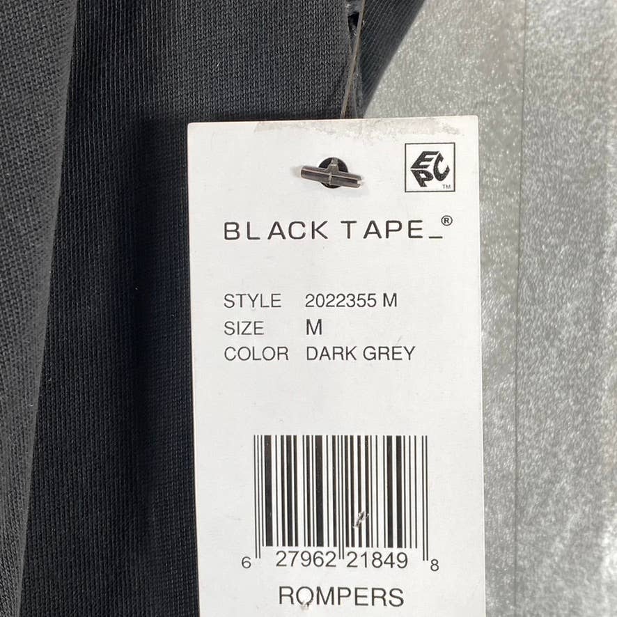 BLACK TAPE Women's Dark Grey Draped-Neck Spaghetti Strap Pull-On Romper SZ M