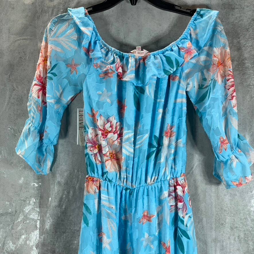 WILLOW DRIVE Women's Sky Blue Combo Off-The-Shoulder Floral-Print Maxi Dress