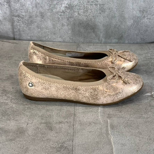 HUSH PUPPIES Girl's Rose Gold Josie Round-Toe Slip-On Ballet Flats SZ 12.5