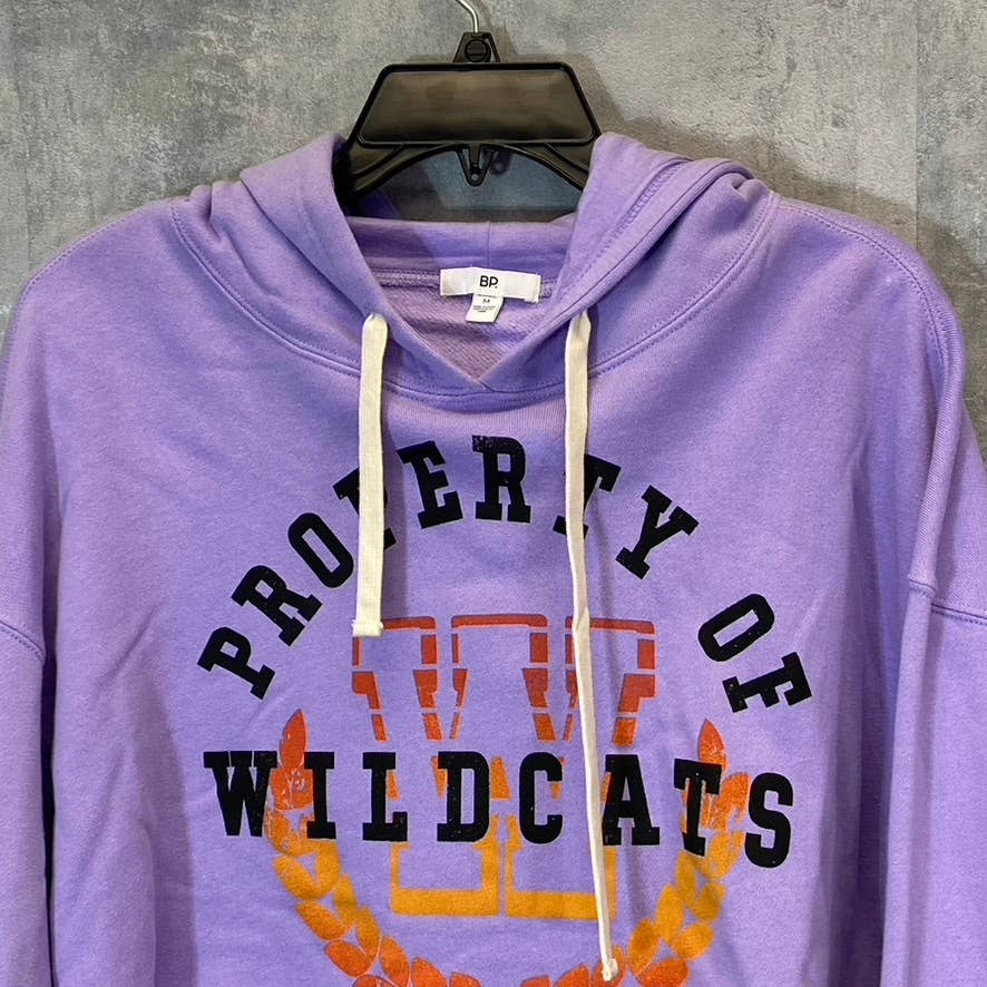 BP. Women's Purple Wildcats Cutoff Graphic Long Sleeve Pullover Hoodie SZ M