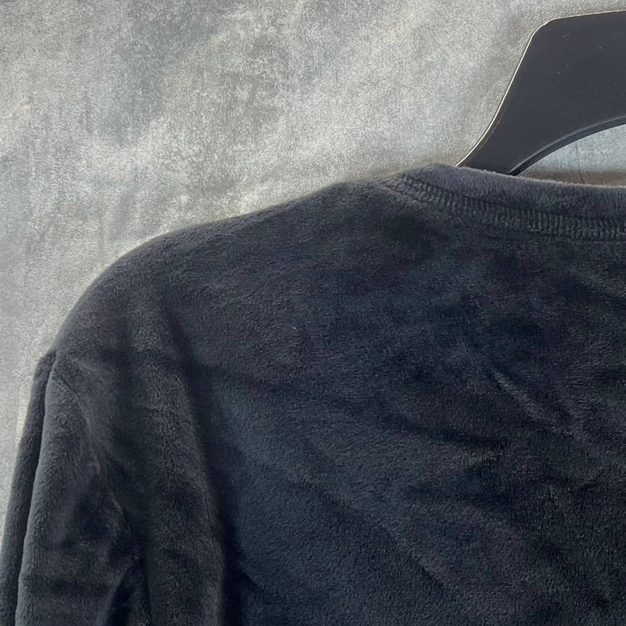 BEBE Women's Black Velour Rhinestone Logo Crewneck Pullover Sweatshirt SZ S