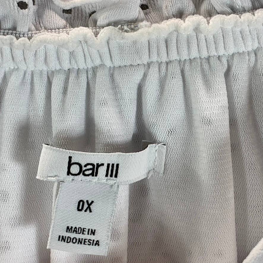 BAR III Women's Plus Bright White Off-The-Shoulder Eyelet Smocked Crop Top SZ 0X