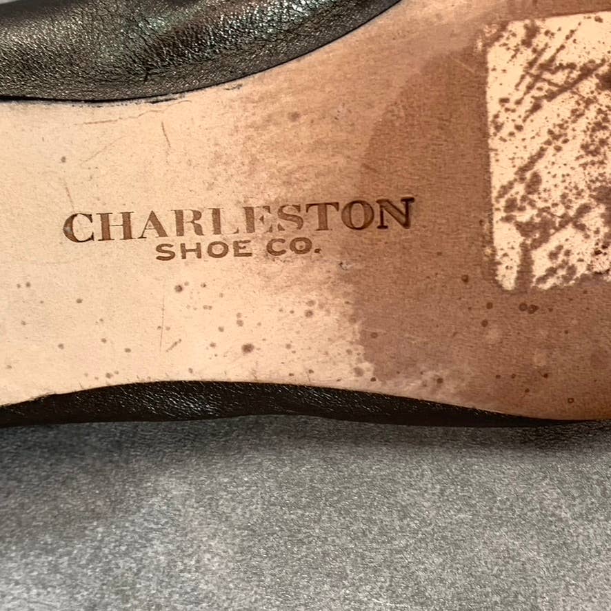 CHARLESTON SHOE CO. Women's Pewter Leather Jilly Slip-On Flats SZ 6