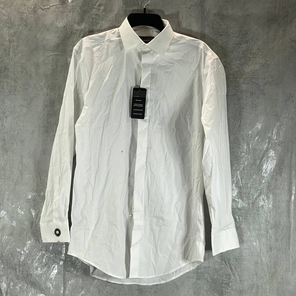 ALFANI AlfaTech Men's White Solid Regular-Fit Dress Shirt SZ S(14-14.5 32/33)