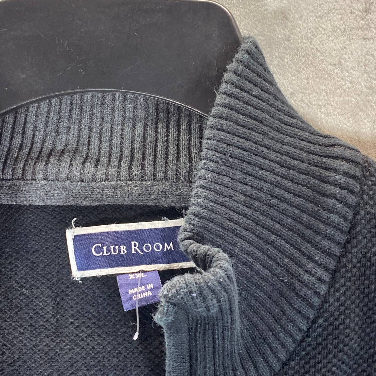 CLUB ROOM Men's Deep Black Classic-Fit Quarter-Zip Sweater SZ 2XL