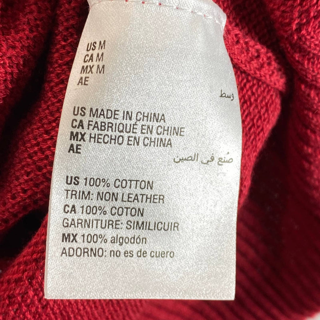 CLUB ROOM Men's Anthem Red Quarter-Zip Stand-Collar Textured Cotton Sweater SZ M
