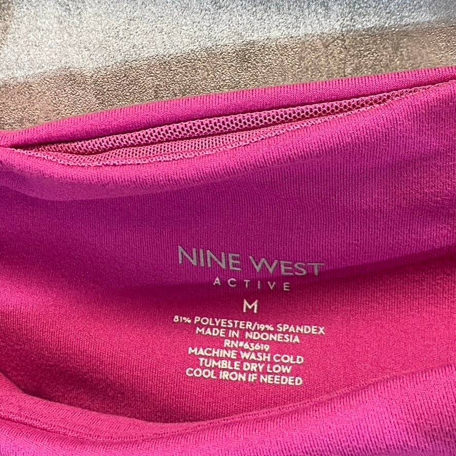 NINE WEST Women's Pink Beauty Crapped Zipper Hem Pull-On Stretch High-Waist Active Leggings SZ M