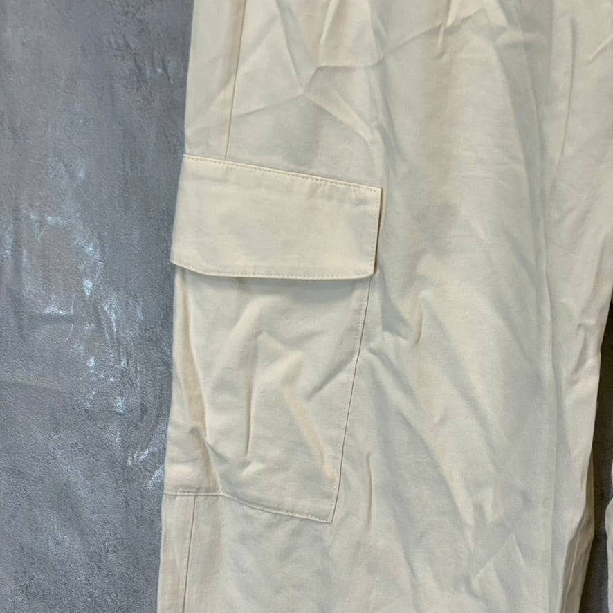 ABOUND Women's Solid Ivory Dove Elastic Waist Pull-On Cargo Pants SZ M