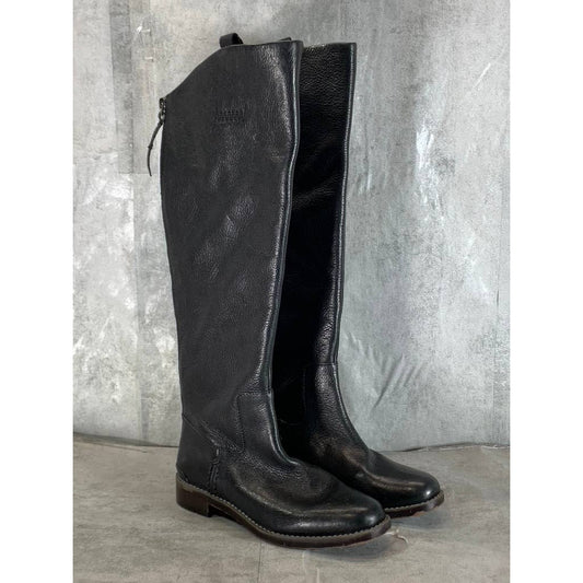 FRANCO SARTO Women's Black Leather Meyer Back-Zipper Block-Heel Tall Boots SZ 5