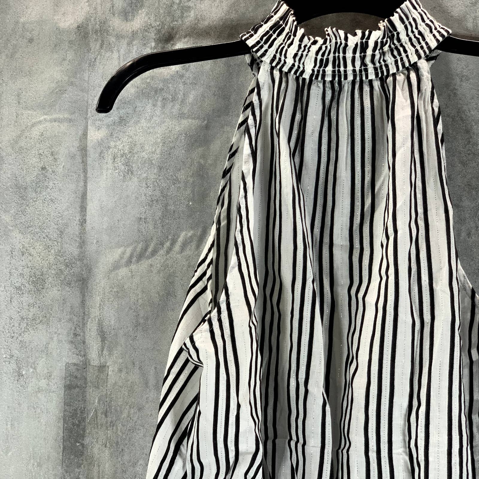 INC INTERNATIONAL CONCEPTS Women's Black-White Striped Sleeveless Halter Top SZM