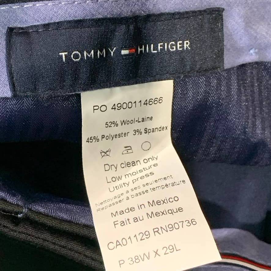 TOMMY HILFIGER Men's Solid Black Modern-Fit Stretch Dress Pants SZ 38X29
