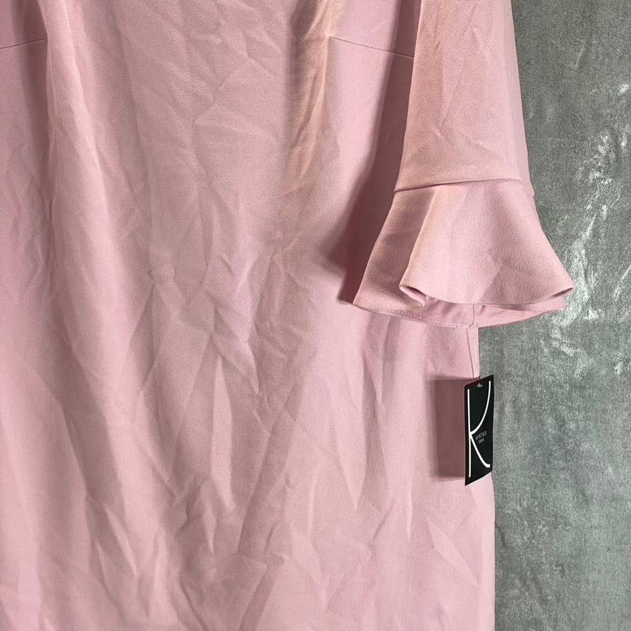 KASPER Women's Salmon Pink 3/4 Ruffle-Sleeve Sheath Knee-Length Dress SZ 10