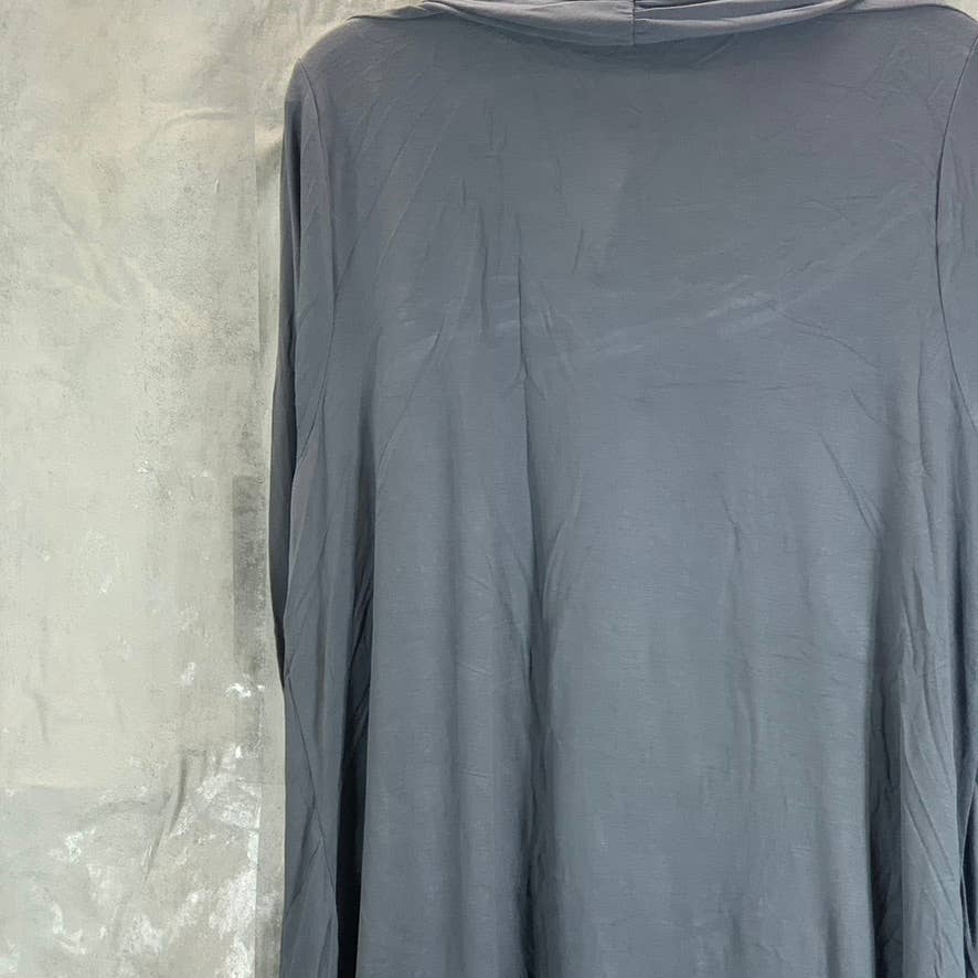 24SEVEN COMFORT APPAREL Women's Grey Long-Sleeve Open-Front Extra Long Cardigan