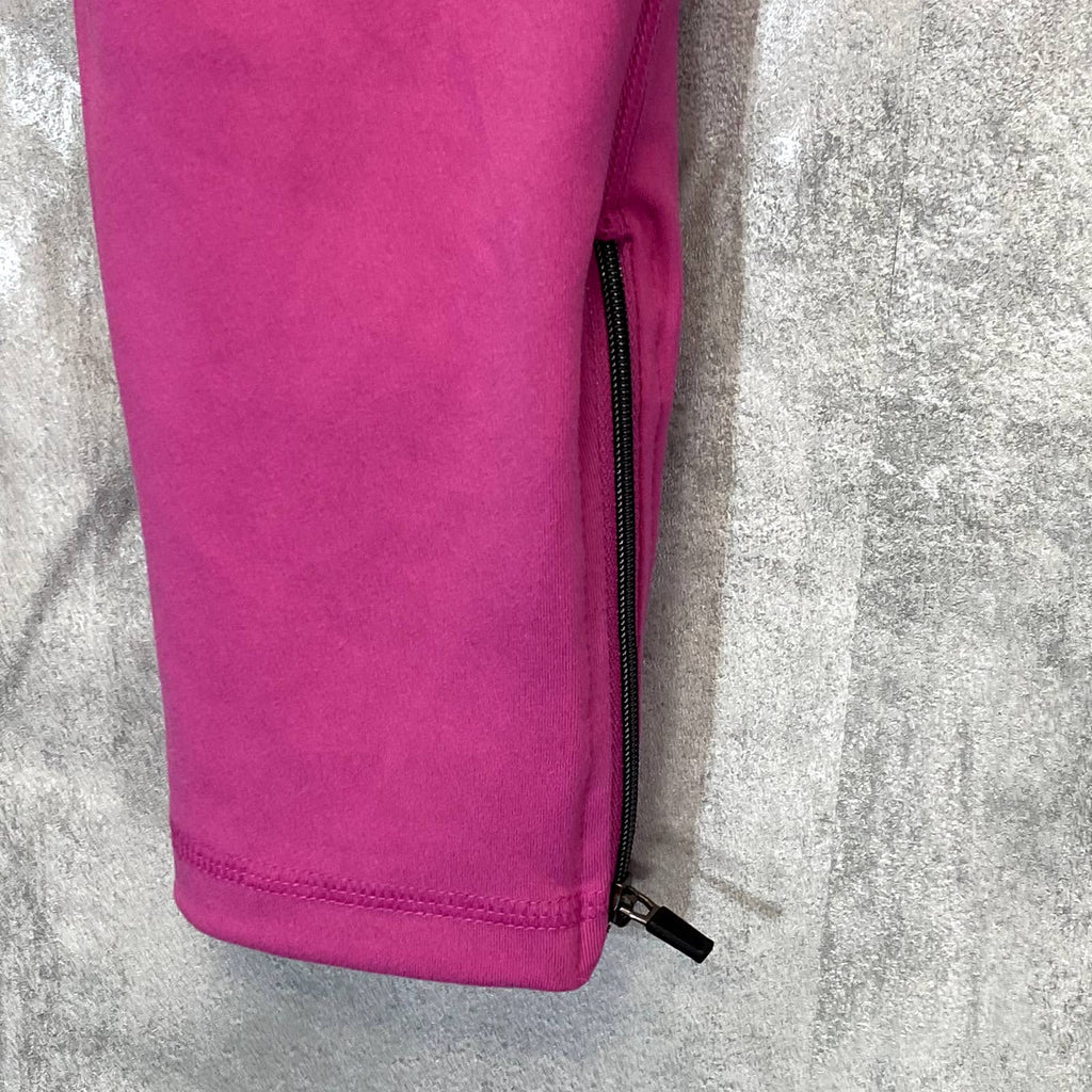 NINE WEST Women's Pink Beauty Crapped Zipper Hem Pull-On Stretch High-Waist Leggings SZ S