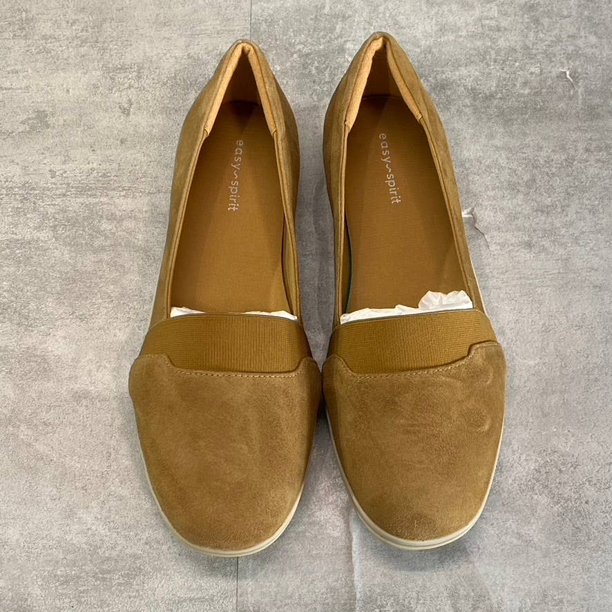EASY SPIRIT Women's Wide Width Camel Leather Bounce Slip-On Flats SZ 8W