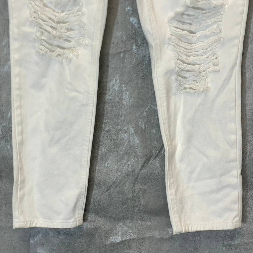 AFRM Women's White Luisa Distressed High-Rise Ankle Crop Skinny Denim Jeans SZ28