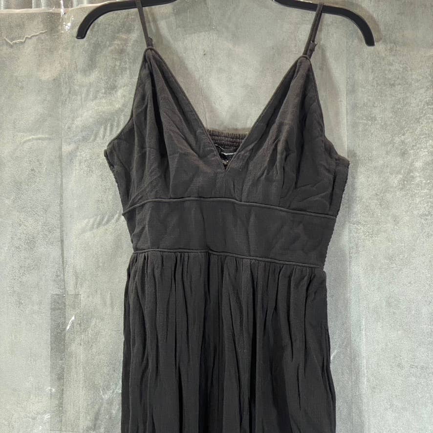 INC INTERNATIONAL Women's Black V-Neck Adjustable Straps Smocked Jumpsuit SZ S