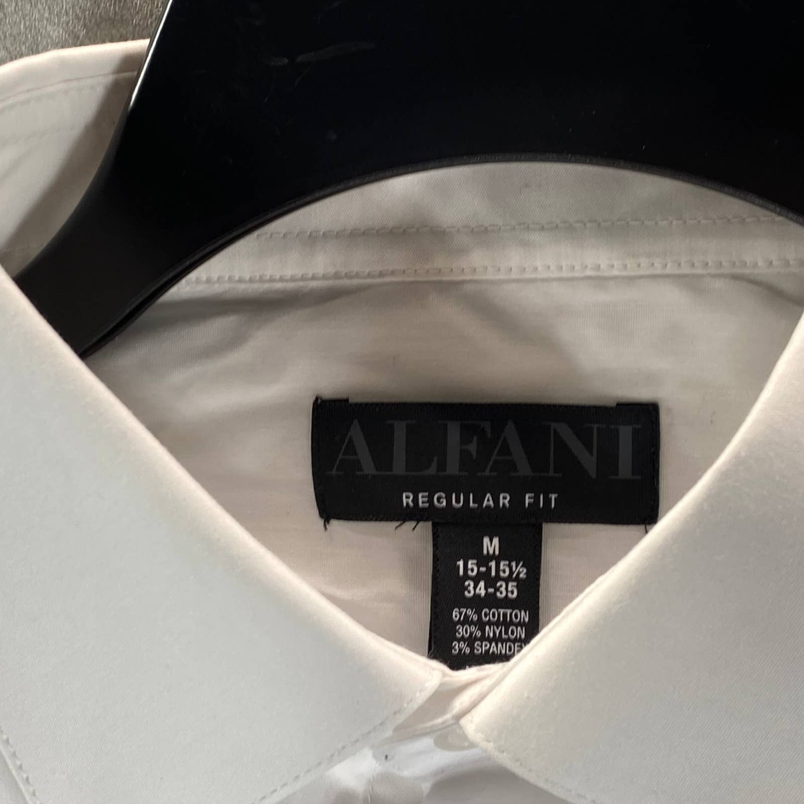 ALFANI AlfaTech Men's White Solid Regular-Fit Dress Shirt SZ M(15-15.5 34/35)