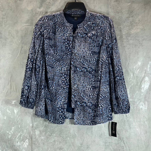 INC INTERNATIONAL CONCEPTS Women's Navy Paisley-Print Button-Up Top SZ S