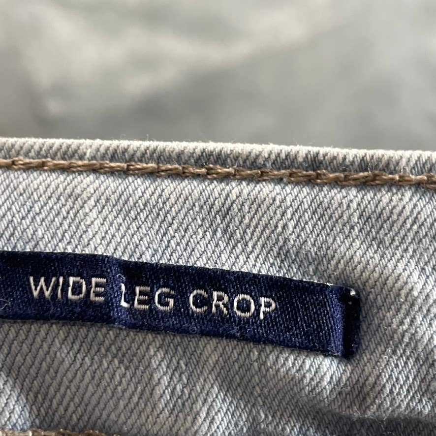 CHARTER CLUB Women's Light Wash Denim Boca Belted Crop Wide-Leg Pants SZ 4