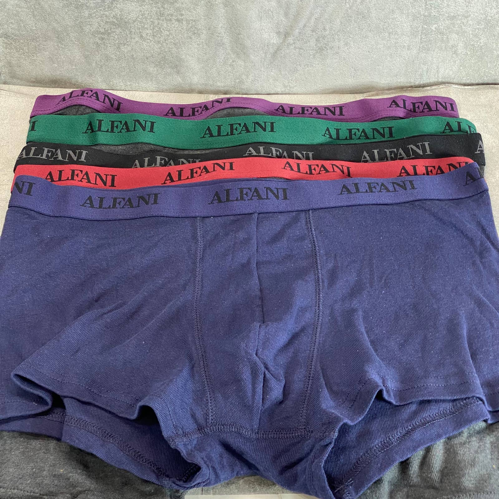 ALFANI Men's Charcoal 5-Pk Moisture-Wicking Contrast Waistband Boxer Briefs SZXL